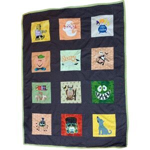 Handmade Dinosaur Spooky Applique Blanket Quilt Halloween